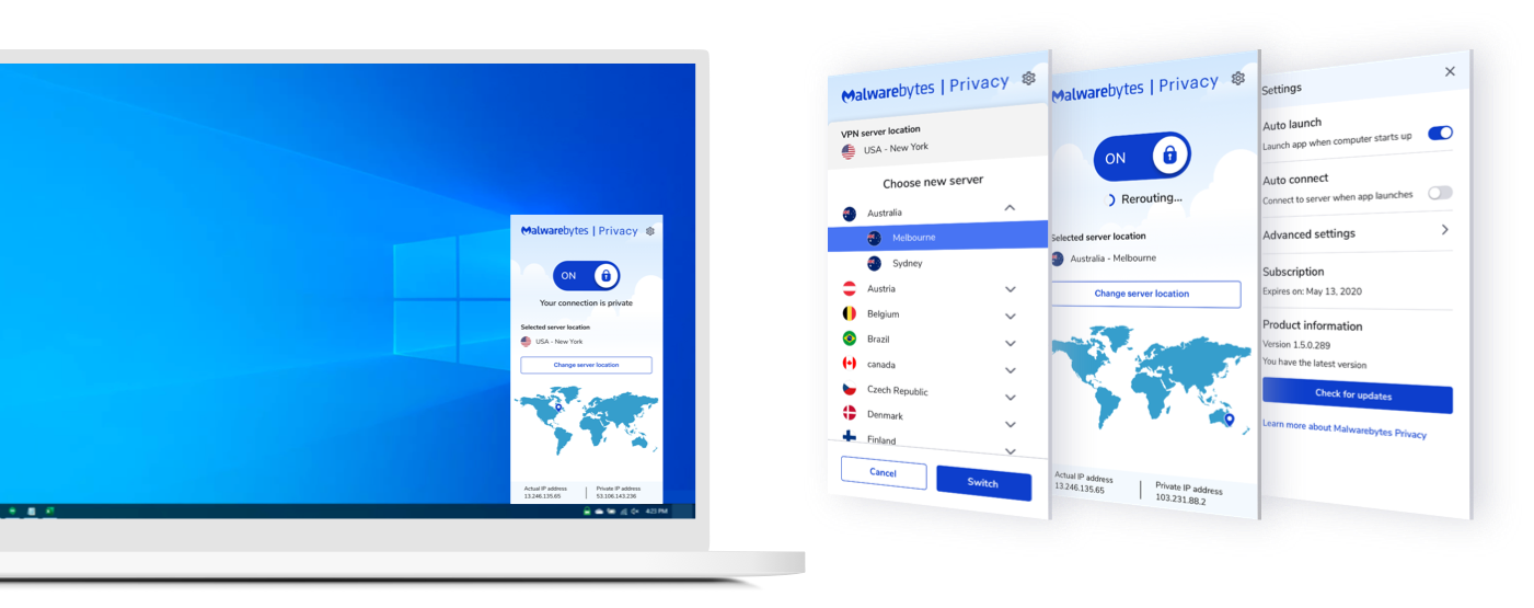 Malwarebytes Privacy VPN product for Windows and Mac